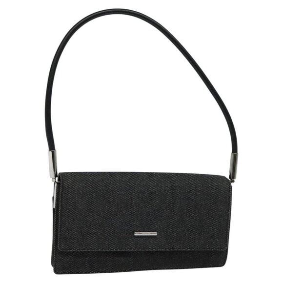 GUCCI Shoulder Bag Denim Black 01235 Auth - Picture 1 of 16